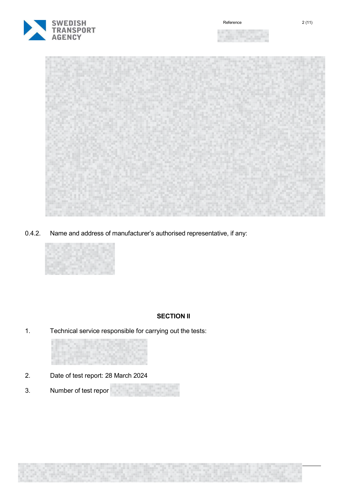 Redacted A8 EU type-approval document, page 2 of 6