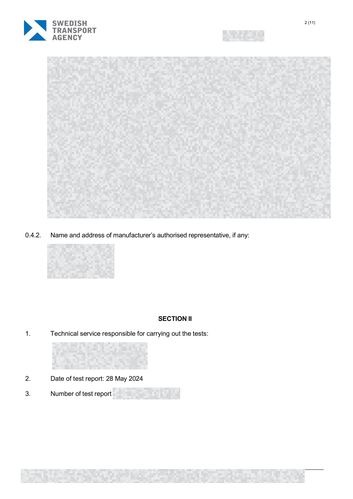 Redacted A9 EU type-approval document, page 2 of 8